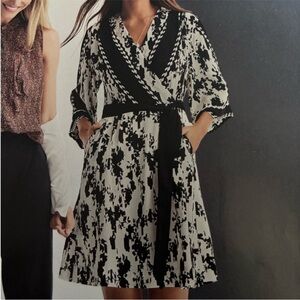 Cabi X Factor Black and White Wrap Dress